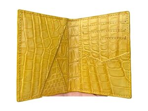 double side yellow crocodile alligator leather skin credit cardholder, leather credit cardcase, leather creditcard cover