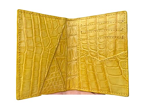 Double side Yellow Crocodile Alligator leather skin Credit Cardholder, leather credit cardcase, leather creditcard cover