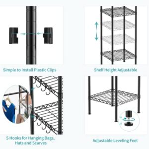 Ulif M1 Closet Storage Organizer System, 6 Tiers Heavy Duty Metal Clothing Garment Rack with 3 Expandable Hanger Rods, Wall Mounted Space Saver Suits from 3.3-8.7 ft. Width, 71.2”H x 14”D, Black