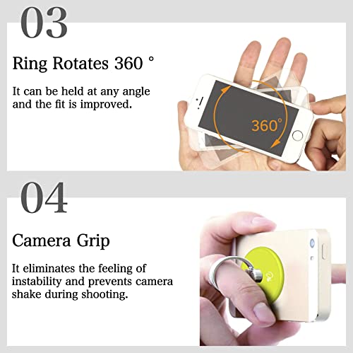 Bunker Ring Dish, Cell Phone Ring Grip Stand, 360°Rotation Metal Ring, Compatible with Most Smartphones (Orange)