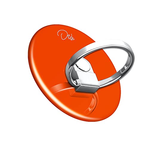 Bunker Ring Dish, Cell Phone Ring Grip Stand, 360°Rotation Metal Ring, Compatible with Most Smartphones (Orange)