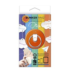 Bunker Ring Dish, Cell Phone Ring Grip Stand, 360°Rotation Metal Ring, Compatible with Most Smartphones (Orange)