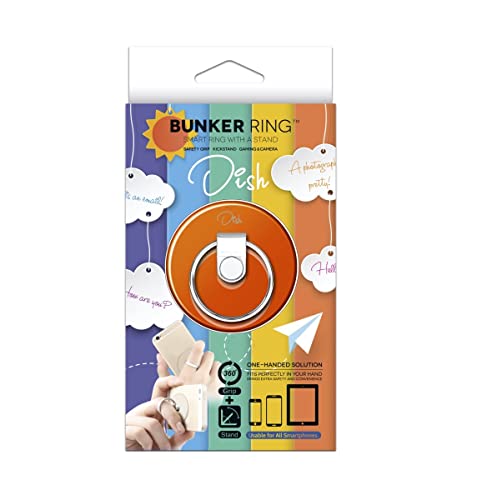 Bunker Ring Dish, Cell Phone Ring Grip Stand, 360°Rotation Metal Ring, Compatible with Most Smartphones (Orange)