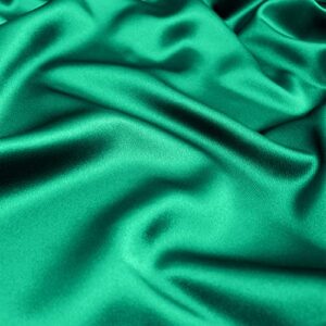 qililandiy satin fabric 5 yards continuous 58" wide silky bridal decoration fashion crafts (emerald green)