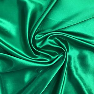 Qililandiy Satin Fabric 5 Yards Continuous 58" Wide Silky Bridal Decoration Fashion Crafts (Emerald Green)