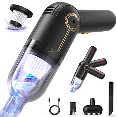 SRHHOODD Car Cordless Vacuum Cleaner - Portable Car Vacuum 90 Angle Rotation 8000pa High Power Car Vacuum Cordless Rechargeable, Car Cleaning Kit Lnterior Deep Deailing Cleaning Automotive