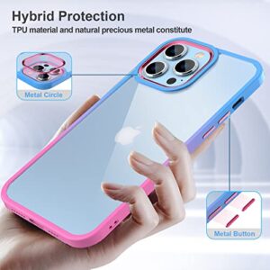 GEINVCASE Designed for iPhone 13 Pro Max Case, Gradient Clear Girls Women Case [Surround U-Shaped Airbags] [Never Yellow] Cover Compatible with iPhone 13 Pro Max 6.7 inch, Pink/Blue