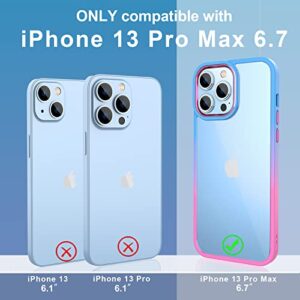 GEINVCASE Designed for iPhone 13 Pro Max Case, Gradient Clear Girls Women Case [Surround U-Shaped Airbags] [Never Yellow] Cover Compatible with iPhone 13 Pro Max 6.7 inch, Pink/Blue