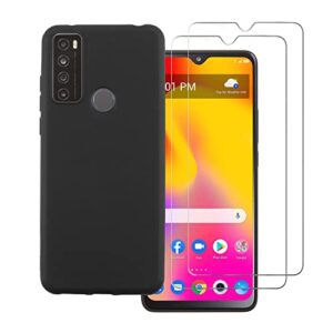 [2-pack] tznzxm for tcl 30 xl tempered glass screen protector,tcl 30 xl case, tcl 30 xl phone case, flexible soft tpu scratch resistant non-slip back cover rubber slim case for tcl 30 xl (t701dl)