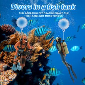 TOYMIS 2 Pack Fish Tank Decorations, Floating Aquarium Accessories Aquarium Ornaments Fish Tank Fish Tank Diver Aquarium Diver Ornament (Orange, Blue)