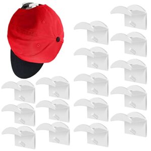 16 Pack Adhesive Hat Rack for Baseball Caps, Hat Hooks for Wall, Minimalist Hat Organizer No Drilling Hat Holder for Bedroom, Door, Office, Closet (White)