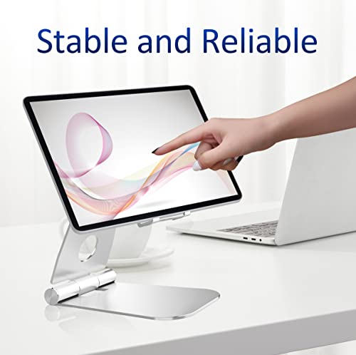 Tablet Stand, Portable Monitor Stand, Adjustable & Foldable Aluminium Kindle Stand Holder, Compatible with 2023 iPad Air 5/4, iPad Mini 6/5, iPad 10.2, iPad Pro 12.9/11, Phones (4-13 inch),Silver