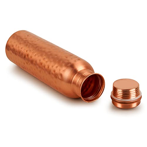 Hammered Pure Copper Bottle Vessel For Drinking Water Drink More Water Ayurvedic Health Benefits Copper Bottle Leak Proof For Yoga, Sports & Exercise. Daily Use For People