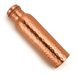 Hammered Pure Copper Bottle Vessel For Drinking Water Drink More Water Ayurvedic Health Benefits Copper Bottle Leak Proof For Yoga, Sports & Exercise. Daily Use For People