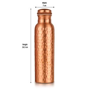 Hammered Pure Copper Bottle Vessel For Drinking Water Drink More Water Ayurvedic Health Benefits Copper Bottle Leak Proof For Yoga, Sports & Exercise. Daily Use For People