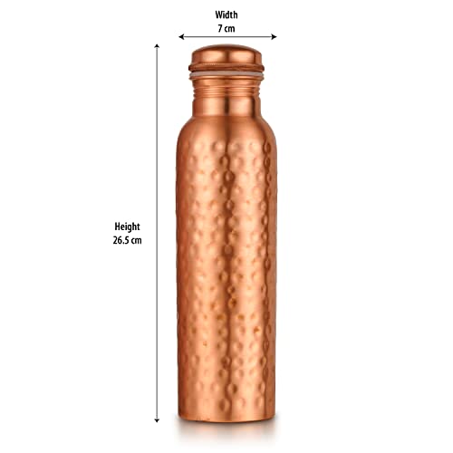 Hammered Pure Copper Bottle Vessel For Drinking Water Drink More Water Ayurvedic Health Benefits Copper Bottle Leak Proof For Yoga, Sports & Exercise. Daily Use For People