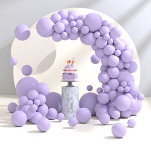 light purple balloons garland kit 105 pcs 18/12/10/5 inch pastel purple balloons different sizes, latex lavender balloons for birthday balloons/christmas/baby shower/candyland party decorations