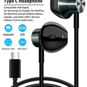 TITACUTE USB C Headphone Wired Earphone in-Ear Magnetic Earbud for Samsung A53 S22 S21 S20 FE Galaxy Z Flip Fold Noise Headset with Microphone iPad Pro Air Google Pixel 6 7 OnePlus, TITACUTE0476