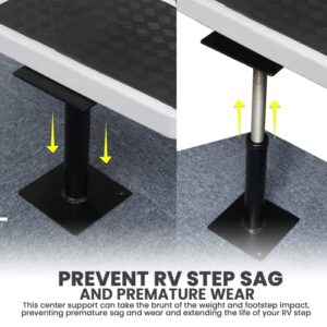 (2-Pack) RV Step Brace Stabilizer (Black) - Adjustable Length from 7 5/8" to 14" - Heavy Gauge Steel with 1,000 lb Max Load Rating - RV Step Stabilizer with 3/4” Threaded Solid Metal Screw