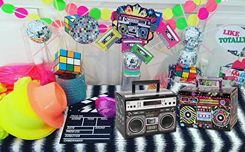 80s Party Favor Treat Boxes 24 PCS Novelty Boom Box Gift Boxes Retro Radio Mixed Color Candy Goodies Box for Retro 1980s Theme Hip Hop Music Party Supplies