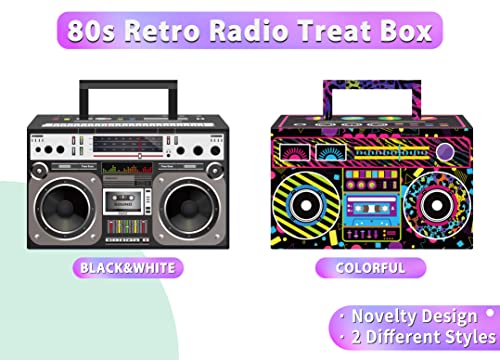 80s Party Favor Treat Boxes 24 PCS Novelty Boom Box Gift Boxes Retro Radio Mixed Color Candy Goodies Box for Retro 1980s Theme Hip Hop Music Party Supplies