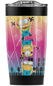 logovision minions official neon rave stainless steel 20 oz travel tumbler, vacuum insulated & double wall with leakproof sliding lid