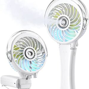 SWEETFULL Misting Fan Portable, Handheld Personal Mister Fan, Small Fan Rechargeable, Mini Spray Water Mist Fan, Kids Women Portable Fan For Travel, Outdoors, Hiking, Camping Home Office (Off white)