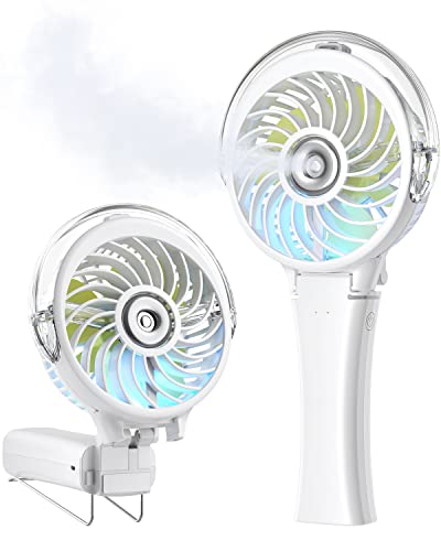 SWEETFULL Misting Fan Portable, Handheld Personal Mister Fan, Small Fan Rechargeable, Mini Spray Water Mist Fan, Kids Women Portable Fan For Travel, Outdoors, Hiking, Camping Home Office (Off white)