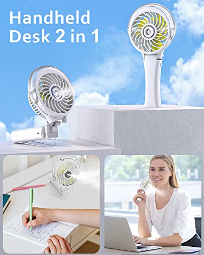 SWEETFULL Misting Fan Portable, Handheld Personal Mister Fan, Small Fan Rechargeable, Mini Spray Water Mist Fan, Kids Women Portable Fan For Travel, Outdoors, Hiking, Camping Home Office (Off white)