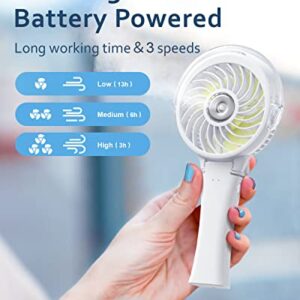 SWEETFULL Misting Fan Portable, Handheld Personal Mister Fan, Small Fan Rechargeable, Mini Spray Water Mist Fan, Kids Women Portable Fan For Travel, Outdoors, Hiking, Camping Home Office (Off white)