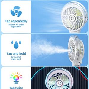 SWEETFULL Misting Fan Portable, Handheld Personal Mister Fan, Small Fan Rechargeable, Mini Spray Water Mist Fan, Kids Women Portable Fan For Travel, Outdoors, Hiking, Camping Home Office (Off white)