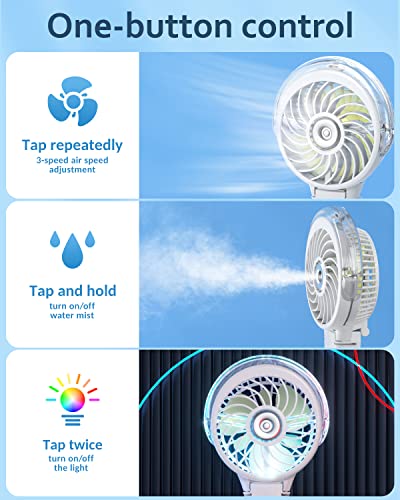 SWEETFULL Misting Fan Portable, Handheld Personal Mister Fan, Small Fan Rechargeable, Mini Spray Water Mist Fan, Kids Women Portable Fan For Travel, Outdoors, Hiking, Camping Home Office (Off white)