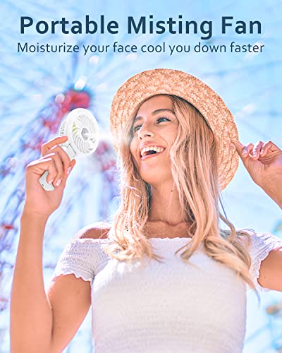 SWEETFULL Misting Fan Portable, Handheld Personal Mister Fan, Small Fan Rechargeable, Mini Spray Water Mist Fan, Kids Women Portable Fan For Travel, Outdoors, Hiking, Camping Home Office (Off white)