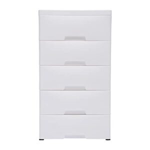 plastic drawers dresser storage cabinet,5 drawer units vertical clothes storage tower dresser small closet organizer for clothes,playroom,bedroom furniture (white)
