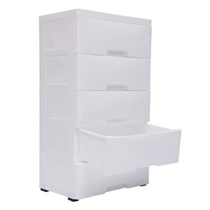 Plastic Drawers Dresser Storage Cabinet,5 Drawer Units Vertical Clothes Storage Tower Dresser Small Closet Organizer for Clothes,Playroom,Bedroom Furniture (White)