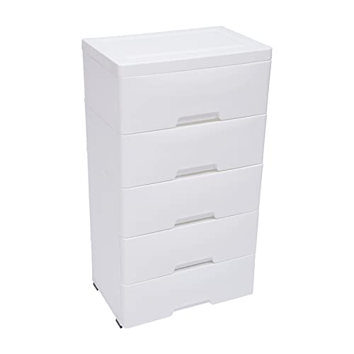 Plastic Drawers Dresser Storage Cabinet,5 Drawer Units Vertical Clothes Storage Tower Dresser Small Closet Organizer for Clothes,Playroom,Bedroom Furniture (White)