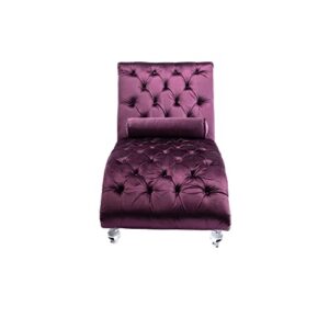 Leisure Velvet Concubine Sofa Accent Sofa Chaise Reclining Lounger Barrel Sofa with Acrylic Feet (Purple)