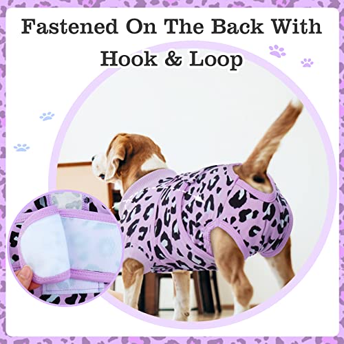 FUAMEY Dog Recovery Suit,Pet Body Suits After Surgery,Lepard Printed Spay Suit for Female Dog,Male Dogs Surgical Neuter Suit,Dog Onesie Alternative to Cone E-Collar,Pet Abdominal Anti Licking Shirt