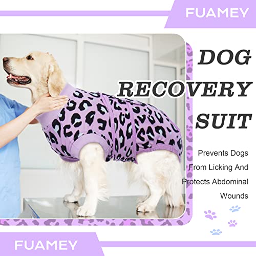 FUAMEY Dog Recovery Suit,Pet Body Suits After Surgery,Lepard Printed Spay Suit for Female Dog,Male Dogs Surgical Neuter Suit,Dog Onesie Alternative to Cone E-Collar,Pet Abdominal Anti Licking Shirt