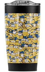 logovision minions official group pattern stainless steel 20 oz travel tumbler, vacuum insulated & double wall with leakproof sliding lid