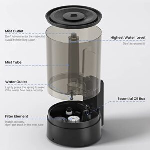 ORIbox Cool Mist Humidifier for Bedroom (6L) - Filterless, Quiet, Ultrasonic - Large Room Home Air Diffuser with Essential Oil Tray, Black