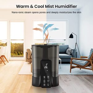 ORIbox Cool Mist Humidifier for Bedroom (6L) - Filterless, Quiet, Ultrasonic - Large Room Home Air Diffuser with Essential Oil Tray, Black