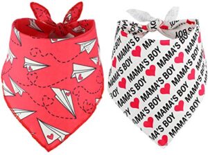 2 pack valentine's dog bandana, puppy valentine scarfs for small dogs cats