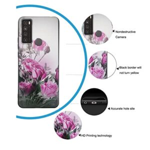 [2-Pack] Tznzxm for TCL 30 XL Tempered Glass Screen Protector,TCL 30 XL Case, TCL 30 XL Phone Case, Rose Painting Design Flexible TPU Non-Slip Back Cover Rubber Slim Case for TCL 30 XL (T701DL)