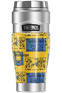 thermos minions official positively squares pattern stainless king stainless steel travel tumbler, vacuum insulated & double wall, 16oz