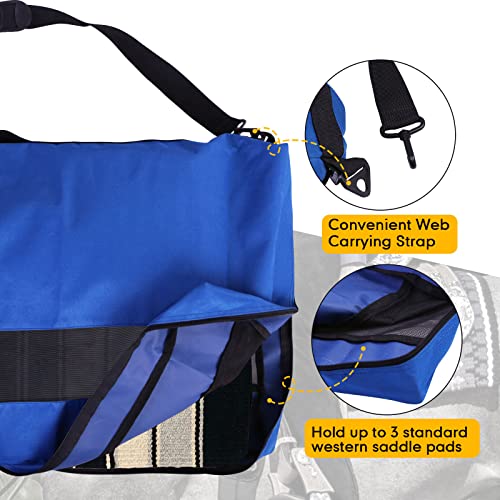 Harrison Howard Large Tack Saddle Pad Carry Bag Mesh Window Allows Airflow Perfect for English or Western Tack Case Protector for Saddle Pads Royal Blue