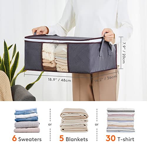 Lifewit 6 Pack 60L Clothes Storage Bag, Bundle with 3 Pack 35L Clothes Storage Bag Organizer, Grey