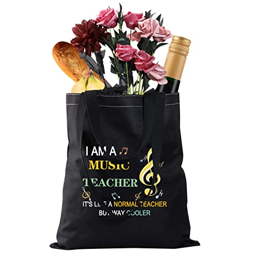 CMNIM Music Teacher Gifts Tote Bag Thank You Gifts for Music Teachers Appreciation Gifts for Piano Violin Guitar Teacher Bag (Music Teacher Tote Bag)