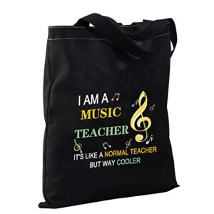 CMNIM Music Teacher Gifts Tote Bag Thank You Gifts for Music Teachers Appreciation Gifts for Piano Violin Guitar Teacher Bag (Music Teacher Tote Bag)