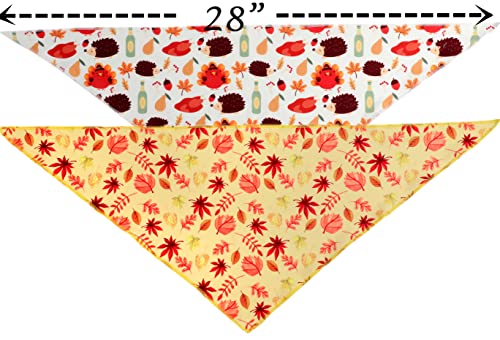 2 Pack Fall Thanksgiving Dog Bandanas Bibs Triangle Puppy Scarf Bibs Dog Kerchief Set Dog Bandana for Dogs Cat Pet